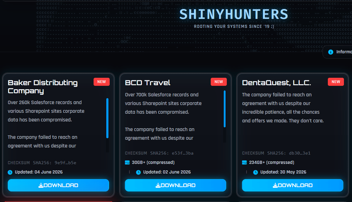 ShinyHunters Dumps 234 GB From DentaQuest, Exposing PII/PHI of ~2.6 Million in &